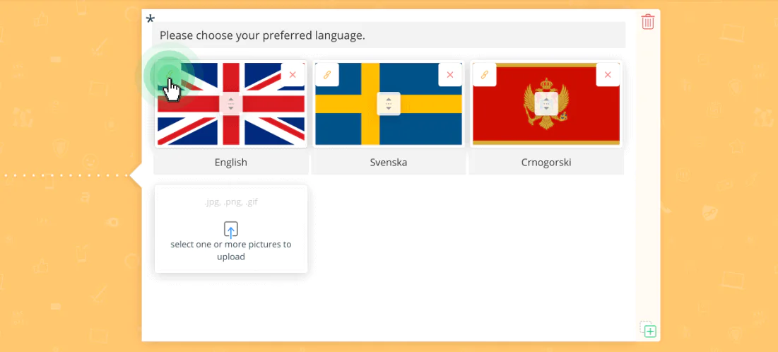 clicking the link button will let you add a link to each picture